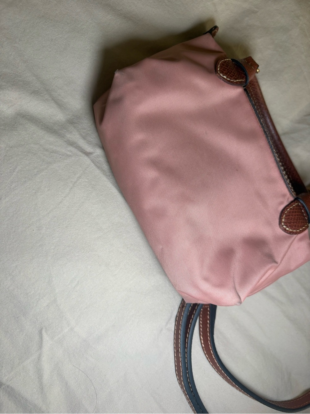 Longchamp mini Pink Crossbody with Brown Trim and Gold Accent - Picture 2 of 5